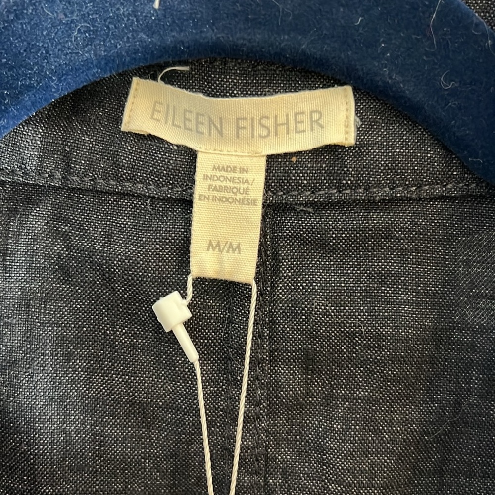 Eileen Fisher denim classic CLR Jacket size M washed organic linen Délavé - Picture 3 of 8